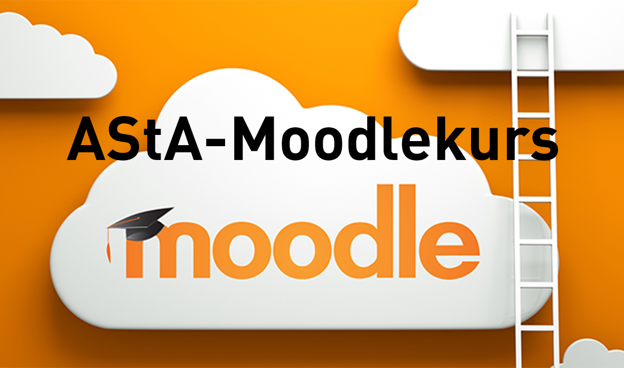 Moodle-Logo in einer Wolke, darüber steht "AStA-Moodlekurs"